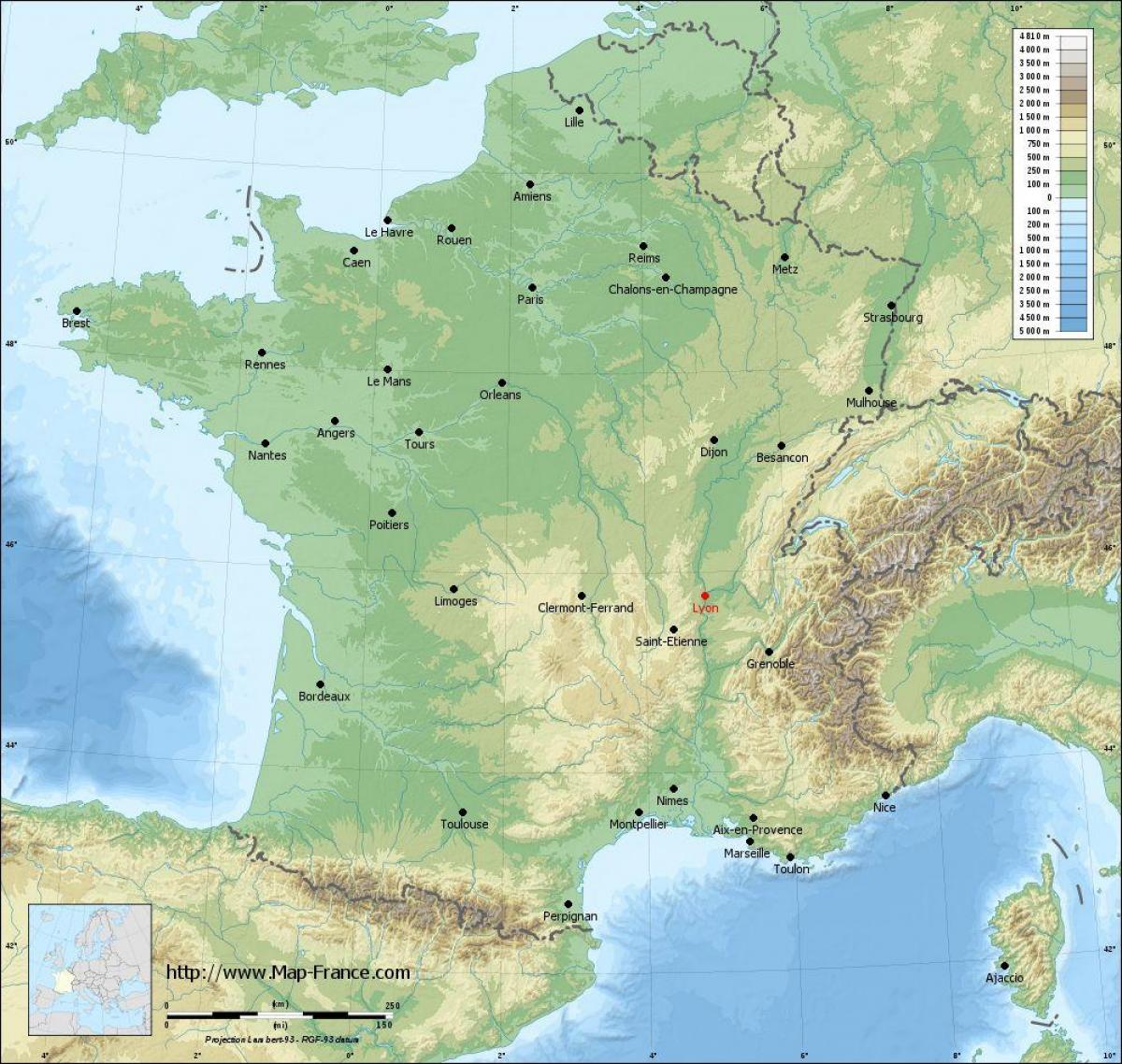 Lyon ranska kaupungin kartta