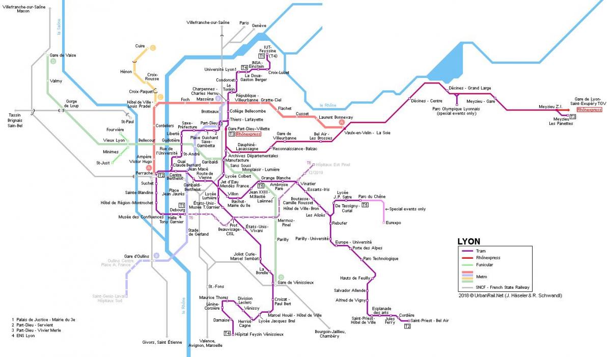 Lyonin rautatie kartta