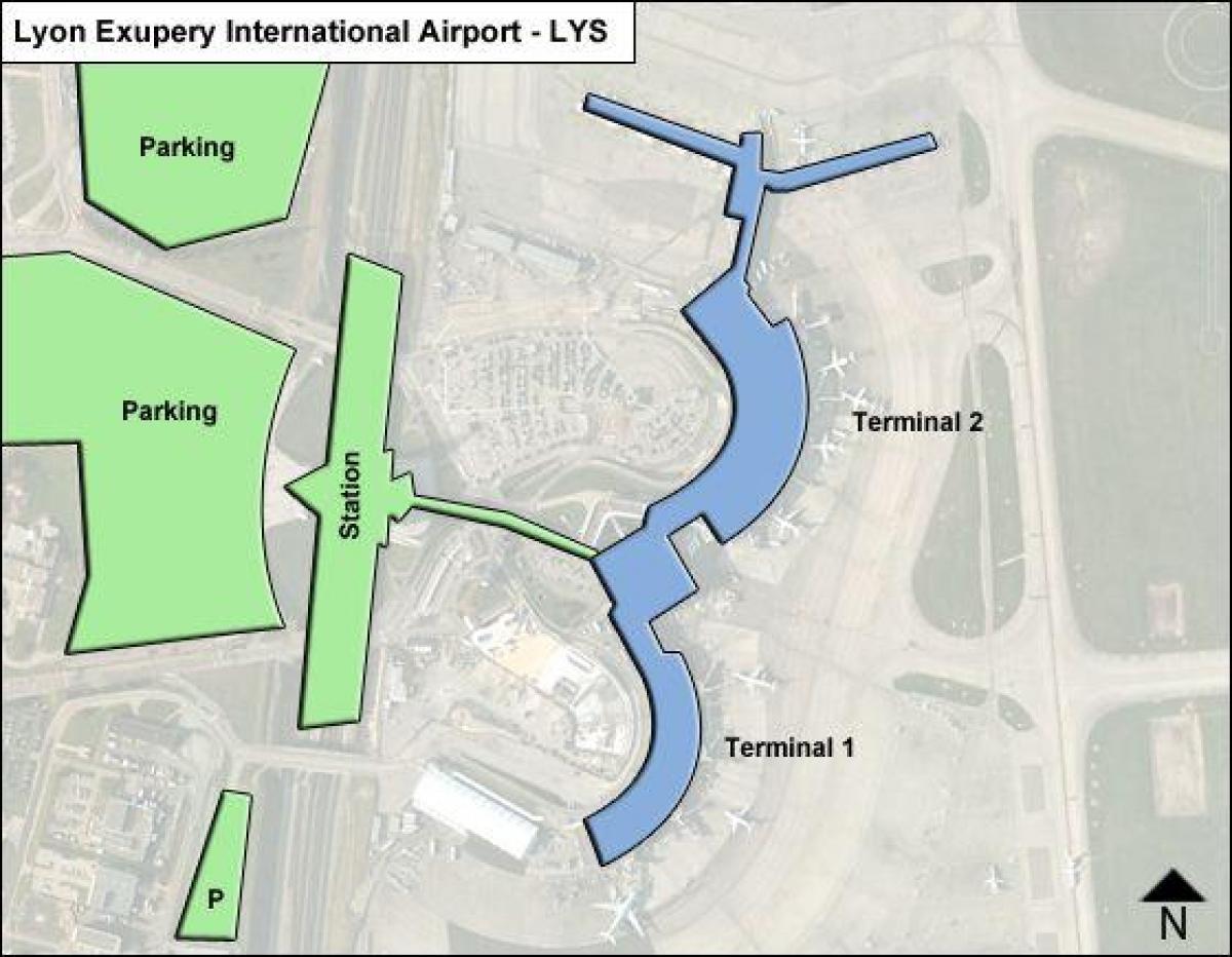 Kartta Lyon lentokenttä terminaali