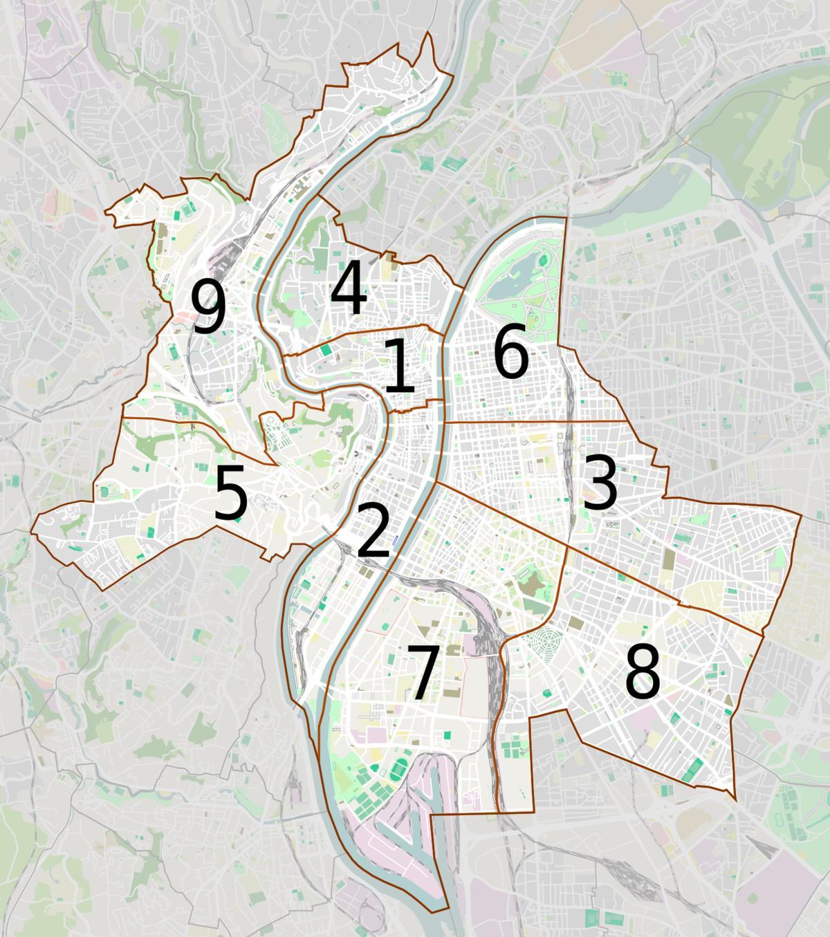 kartta Lyon naapurustossa