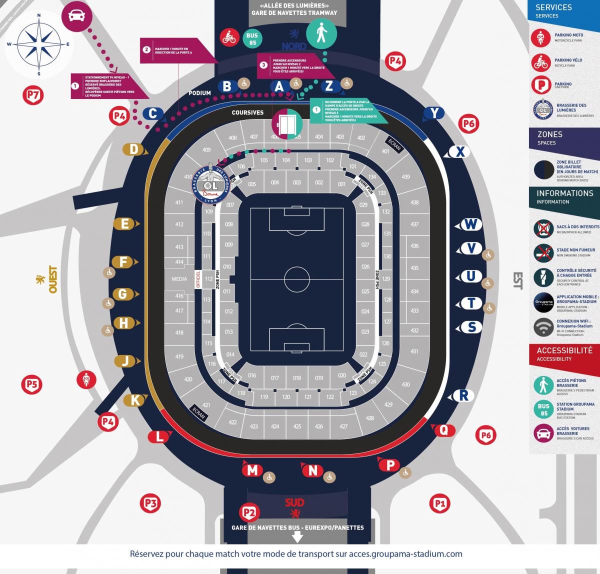 kartta Lyon-stadion