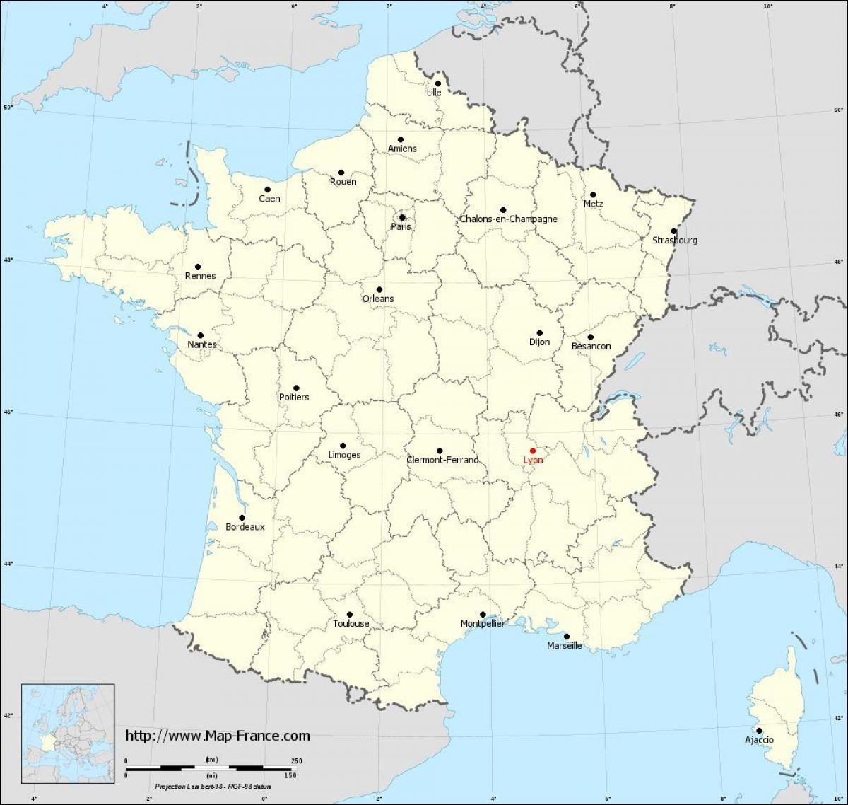 missä on Lyons, ranska kartta