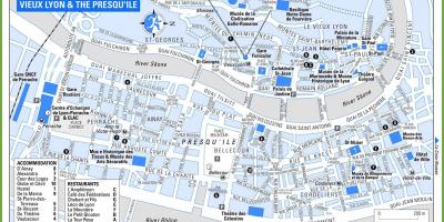 Kartta old town Lyon ranska
