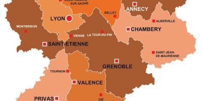 Lyon alueella ranskassa kartta