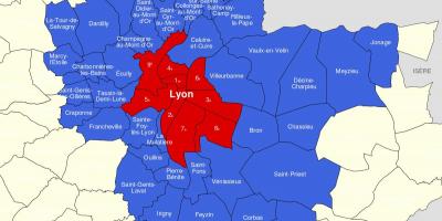 Kartta Lyonin esikaupungissa 